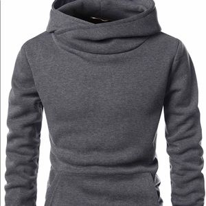 Funnel Neck Fleece Lined Hoodie | Charcoal